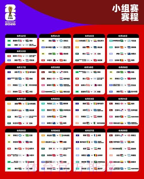 2026世界杯小组赛赛程今日赛事详情查询入口